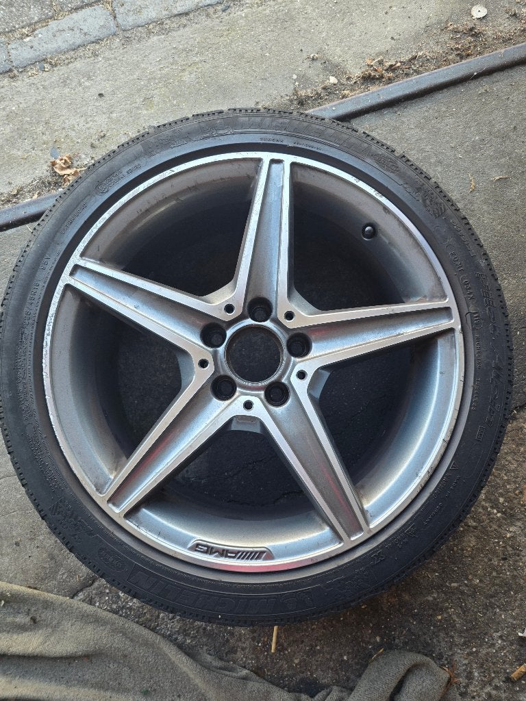 Mercedes AMG R18 velgen + Michelin/ Continental, Auto-onderdelen, Banden en Velgen, Ophalen, 18 inch, Banden en Velgen, Winterbanden