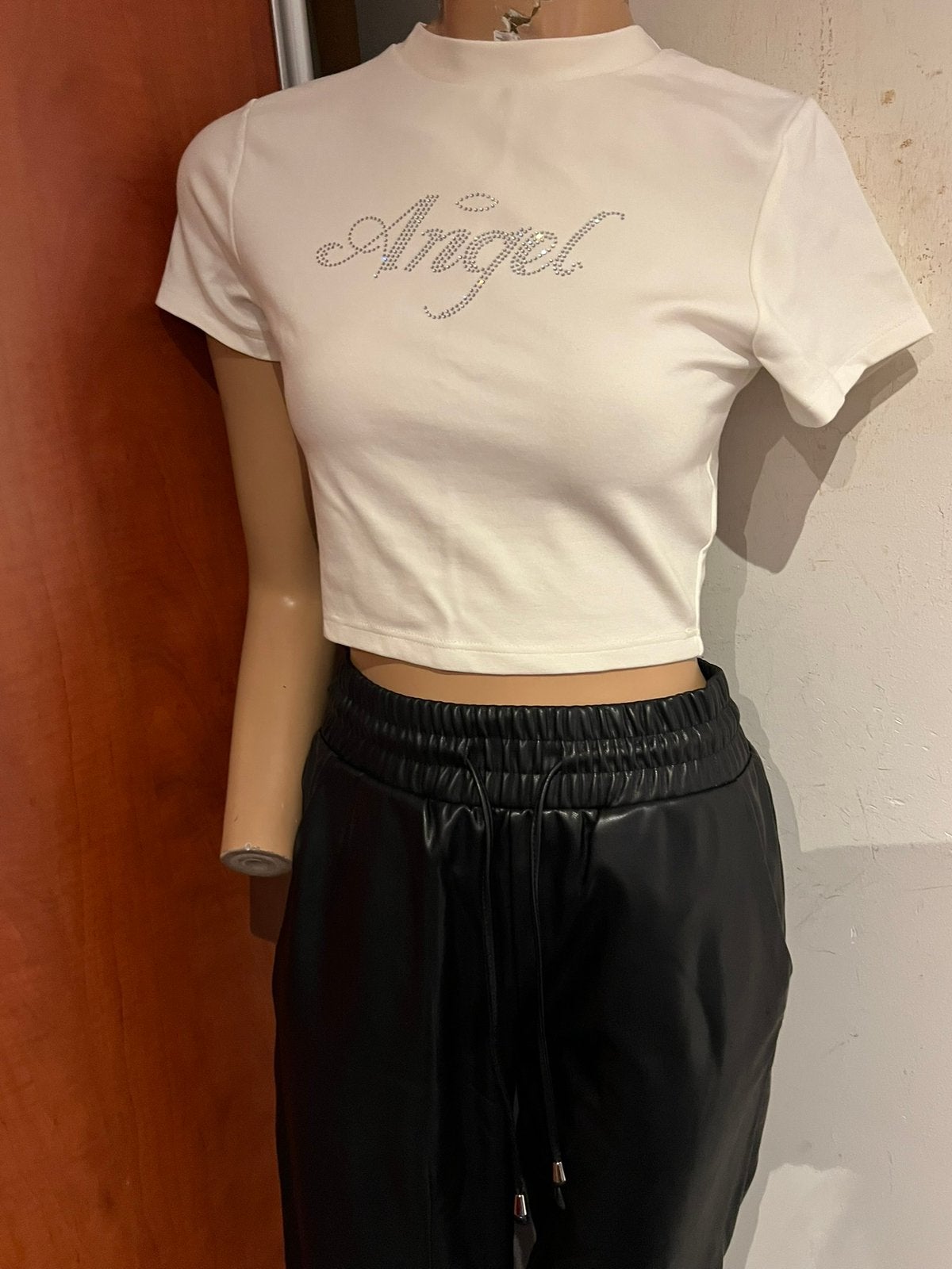 LA SISTERS set broek vegan leer en shirt M origineel zgan, Maat 38/40 (M), F, Zwart, Ophalen of Verzenden