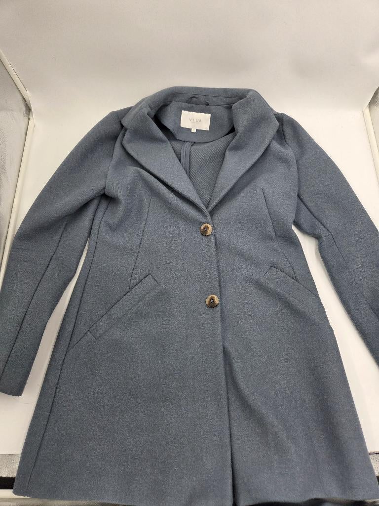 VILA Jas Blauw | Dames Mantel | Maat 36 (S), Blauw, Vila, Ophalen of Verzenden, Zo goed als nieuw