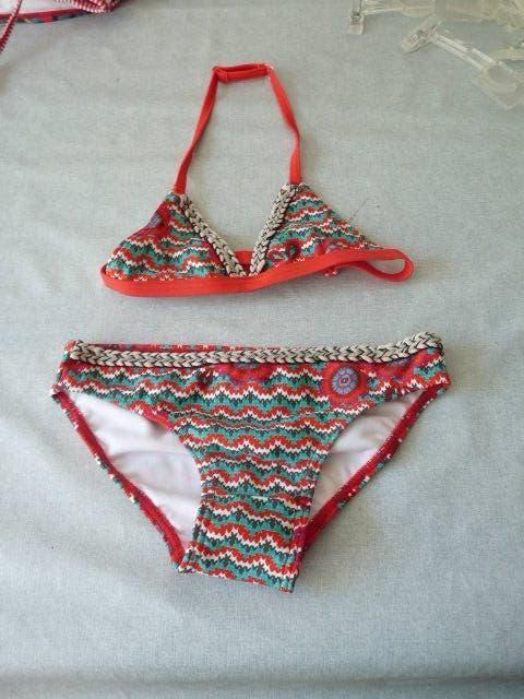 Rood met groen wit dessin bikini mt 128 Manouxx Nieuw, Bikiniset, Meisje, Nieuw, Manouxx