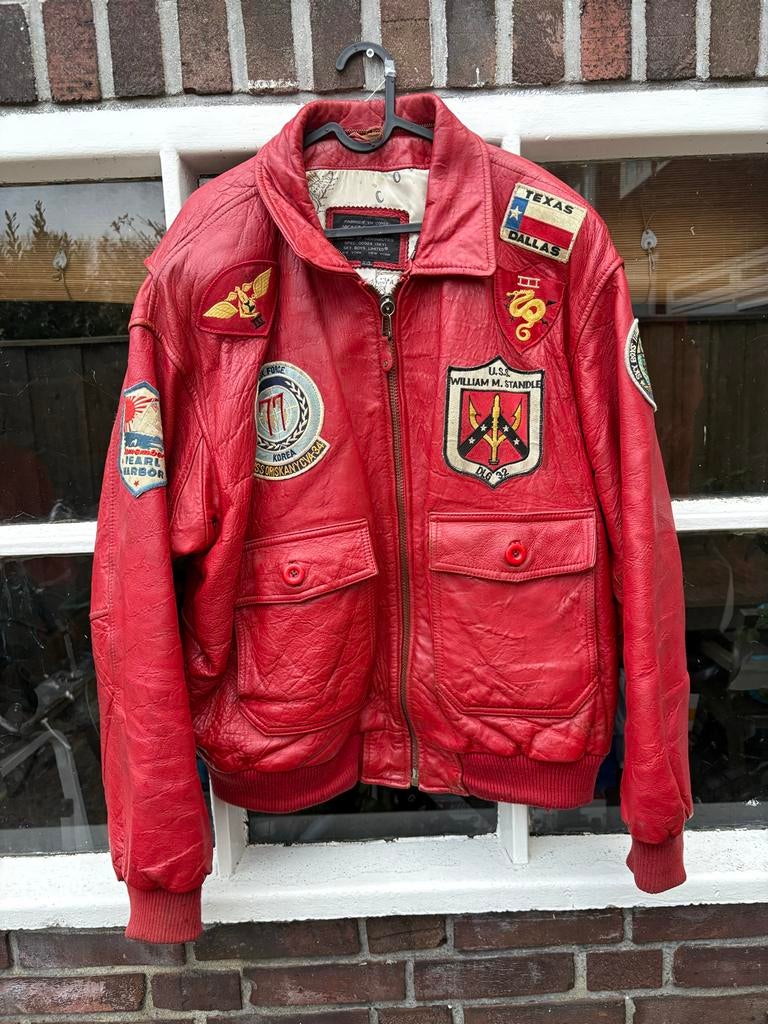 Vintage jaren 70/80 Sky Boys pilotenjack - Zeer zeldzaam!, Ophalen of Verzenden, Zo goed als nieuw, Overige maten, Rood
