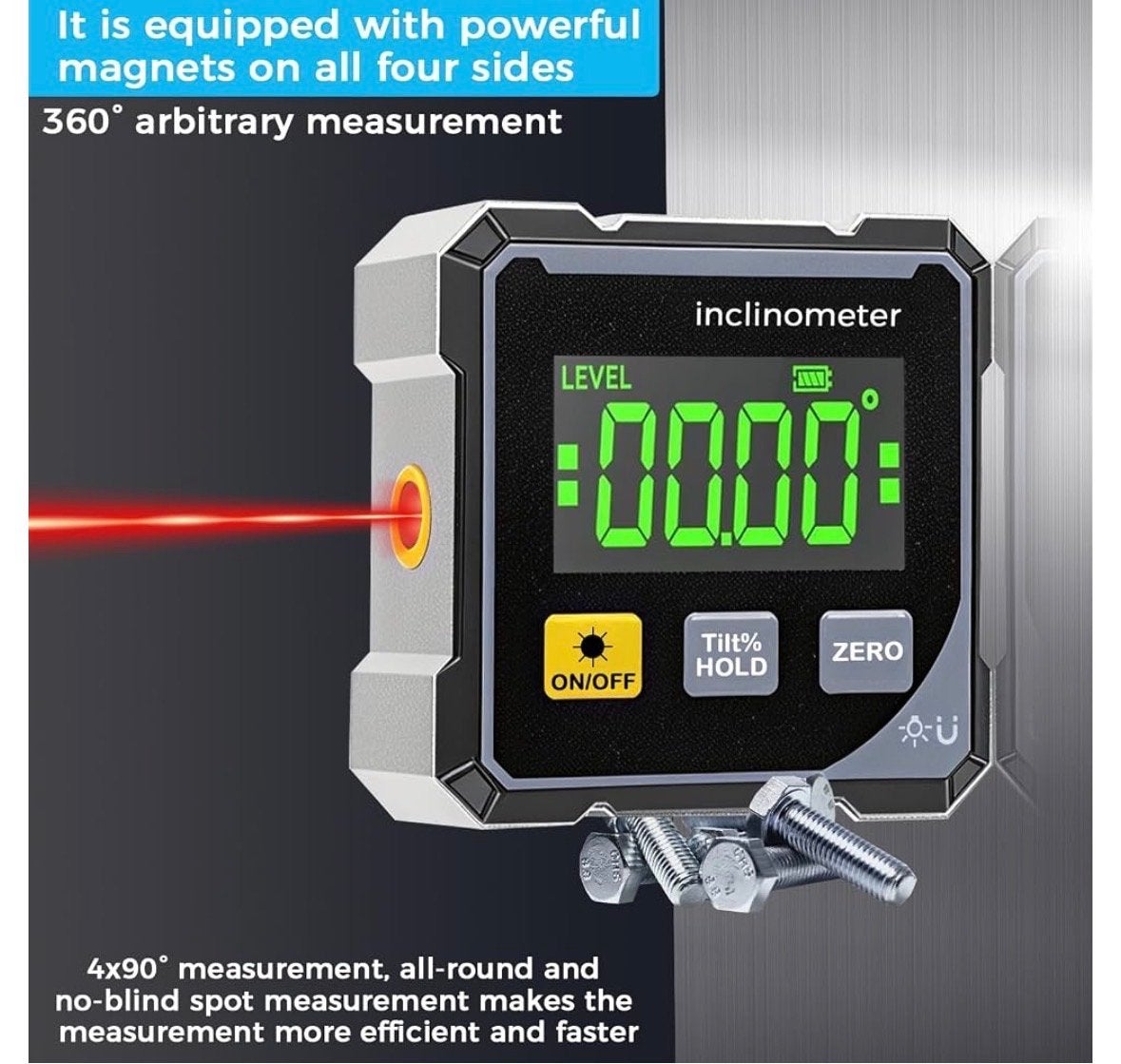 Digitale Inclinometer met Laser en Magneten - Nieuw, Ophalen of Verzenden, Nieuw, Overige meters