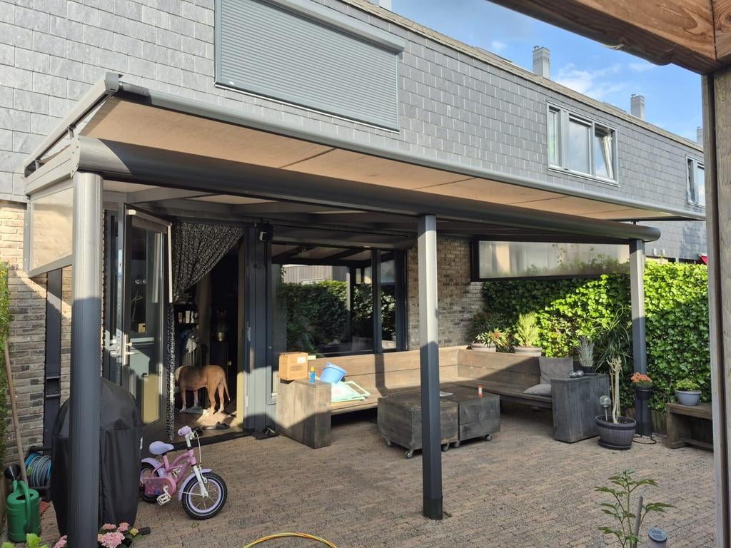 Pergola Zonescherm voor over veranda met plaatsen, Tuin en Terras, Overkappingen, Ophalen of Verzenden, Zo goed als nieuw, Veranda