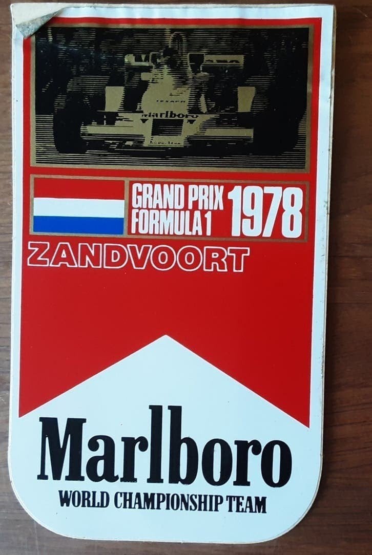 Marlboro Grand Prix Formule 1 Zandvoort 1978 Sticker, Ophalen of Verzenden, Gebruikt, Formule 1