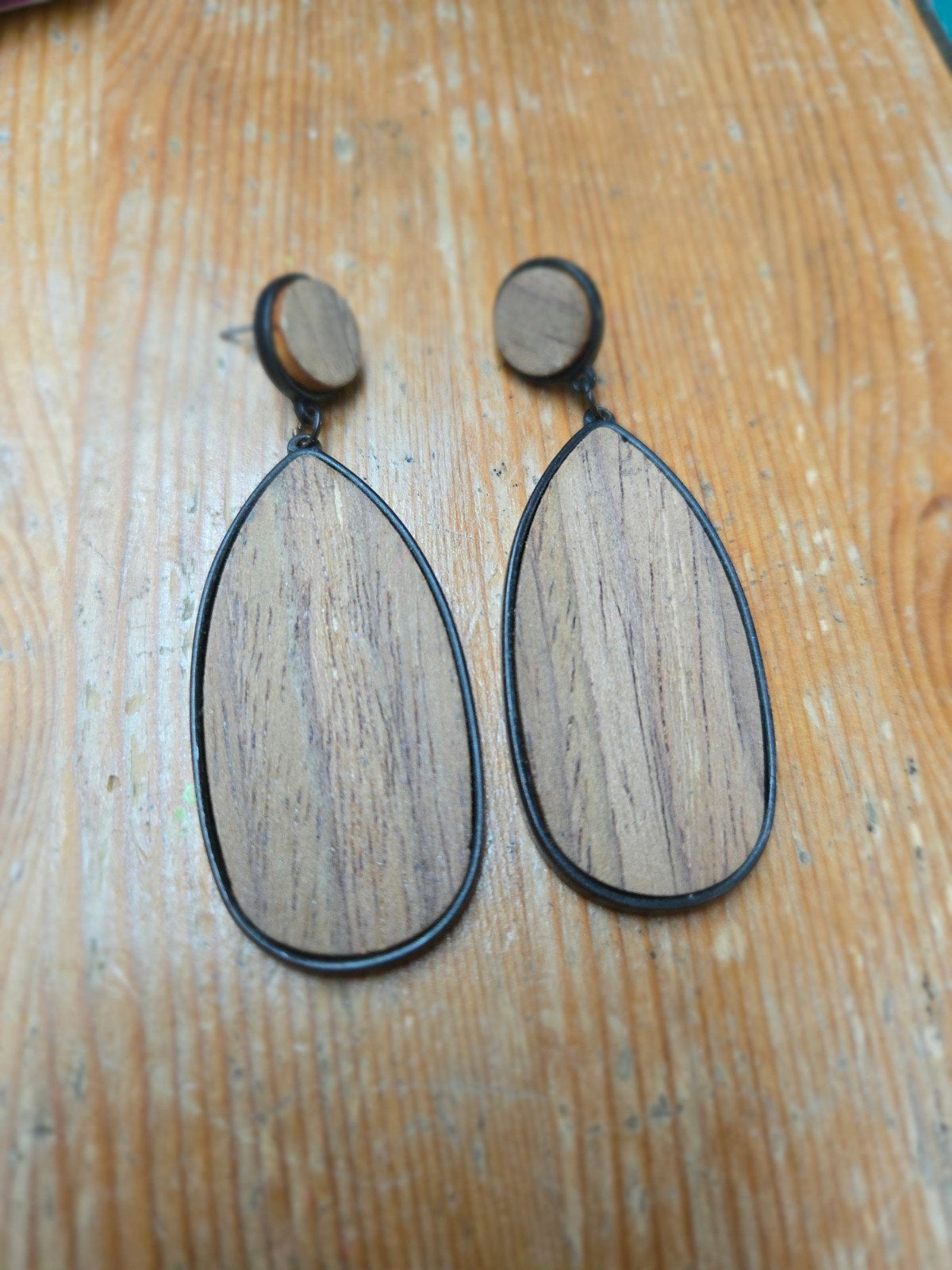 Mooie houten oorbellen - Hangers, Verzenden, Bruin, Overige materialen, Hangers