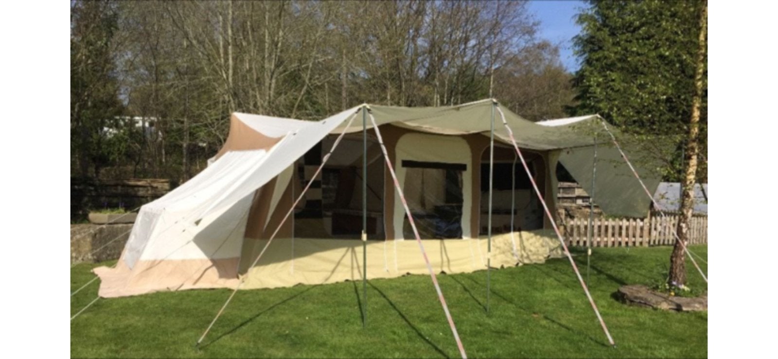 Trigano olympe gl met fietsendrager,keuken, zijtent enz, Caravans en Kamperen, Vouwwagens, Ophalen, Trigano, Meerkleurig, Aanwezig