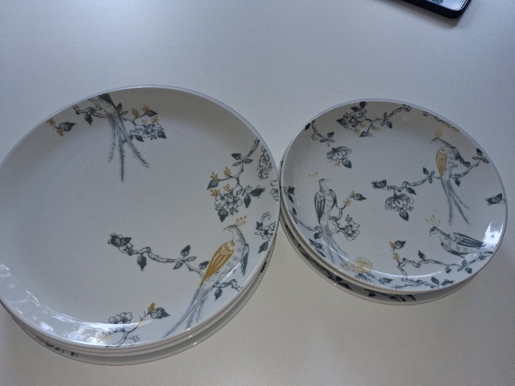 Servies villeroy&boch Vivo grijs en gouden vogels, Huis en Inrichting, Ophalen, Gebruikt, Vivo, Bord(en)