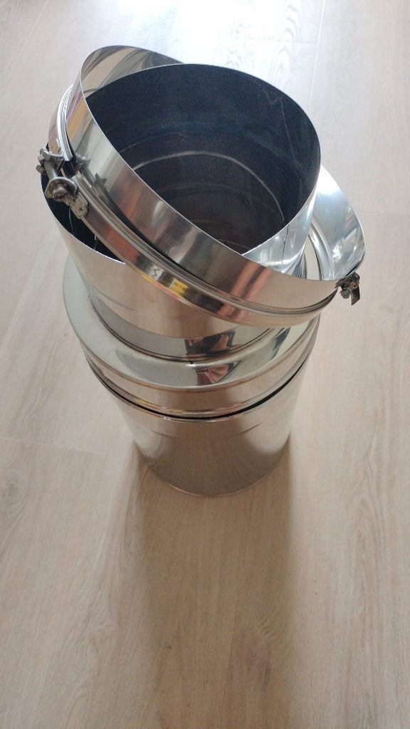 Dubbelwandig rookkanaal + aansluitstuk + sluitring, Huis en Inrichting, Kachels, Ophalen, Nieuw, Hout, Houtkachel