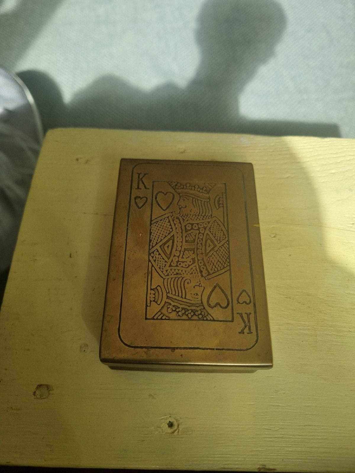 Vintage Messing Kaartspel Doosje met Koning, Jaren '70/'80, Ophalen of Verzenden