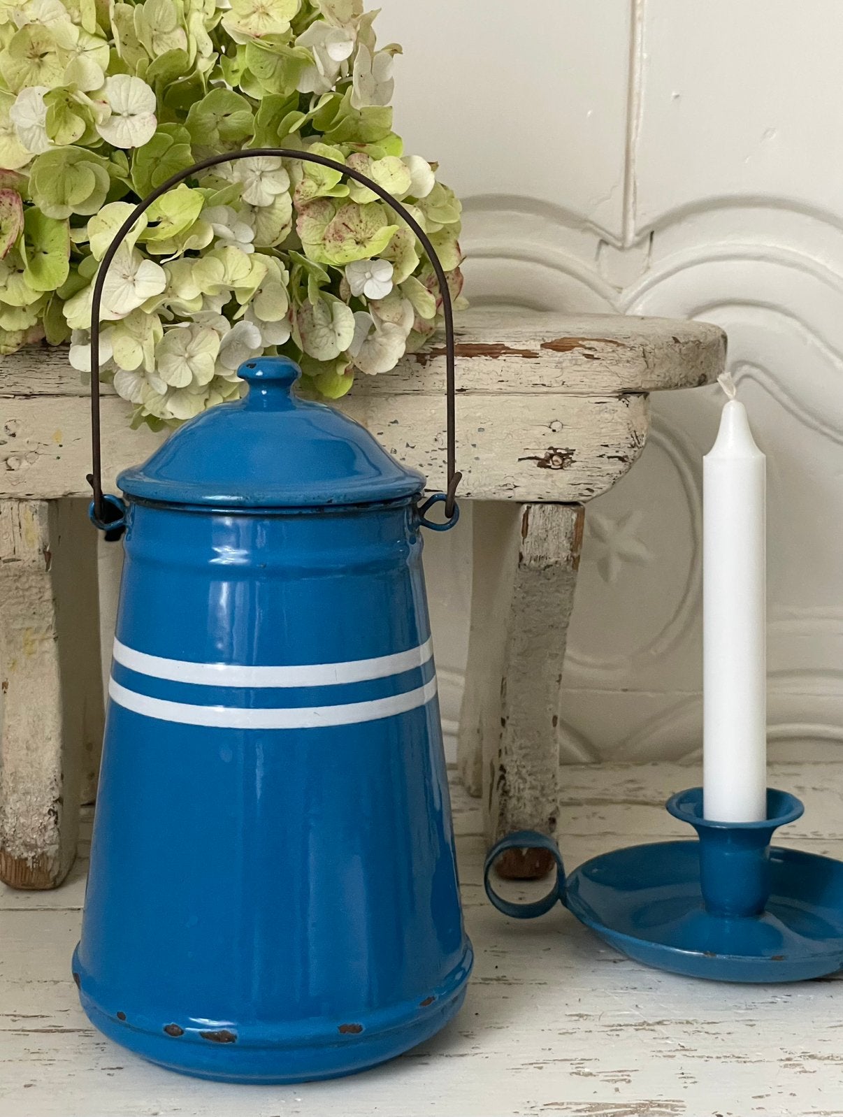 Emaille oud melkemmertje / melkbus blauw, Ophalen of Verzenden