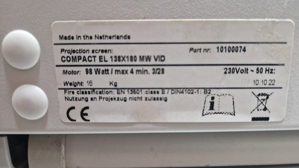 Beamerscherm projectiescherm merk Projectra en Elpro ( 136 ), Ophalen, Elektrisch, Zo goed als nieuw, Nb