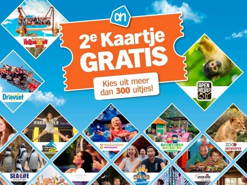 AH spaarkaarten voor uitjes 2e kaartje gratis, Drie personen of meer, Kortingskaart
