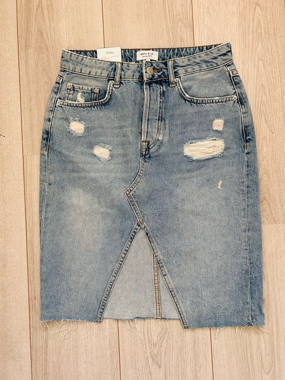 Nieuwe Anti Blue wrecked denim spijkerrok - Maat M, Maat 38/40 (M), Blauw, Nieuw, Ophalen of Verzenden