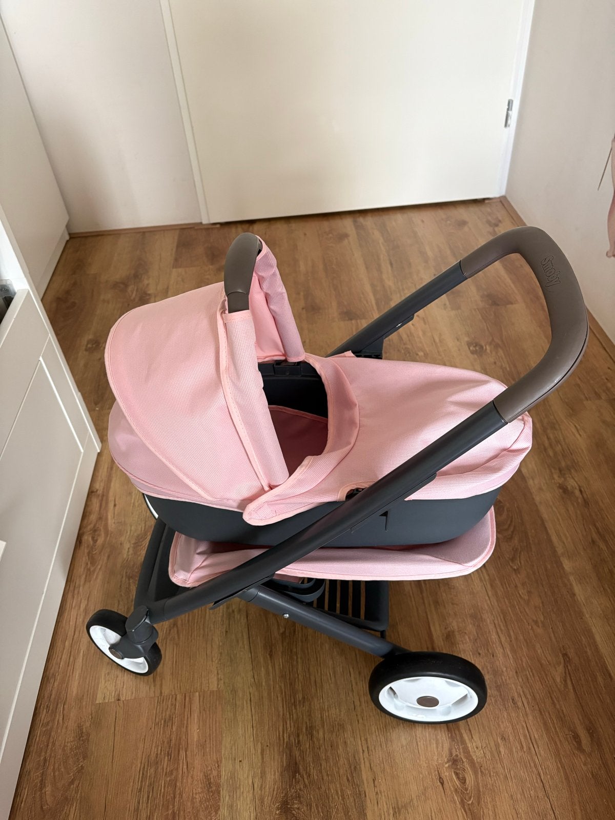 Smoby 3-in-1 Poppenwagen Roze - Kinderwagen, Reiswieg & Zitj, Gebruikt, Combiwagen, Met reiswieg, Ophalen