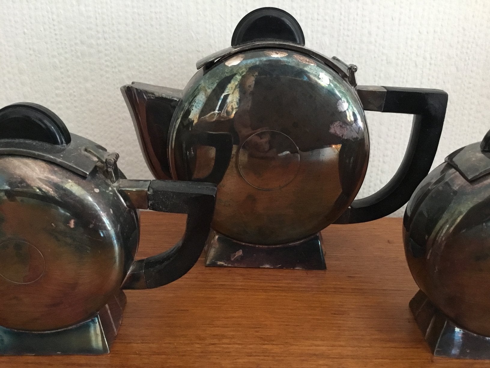 Art deco verzilverd thee servies set jaren 30, Ophalen of Verzenden