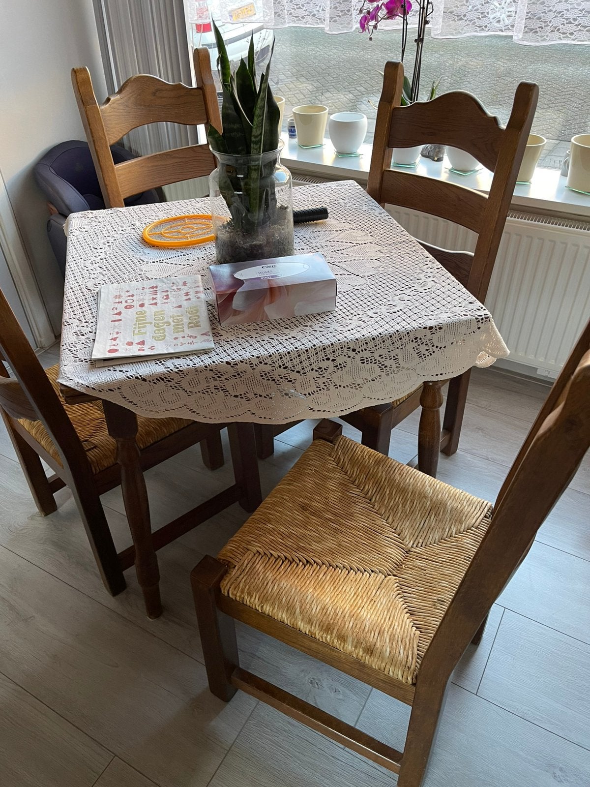 Eiken eethoek, Huis en Inrichting, Ophalen, Gebruikt, Rebust, 4 tot 6 stoelen