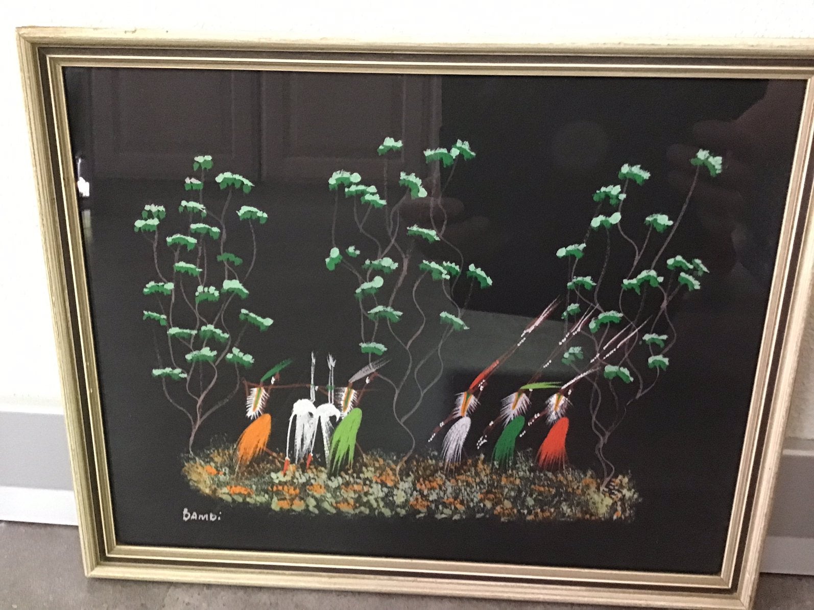 Zuid-Afrikaans schilderij, ingelijst en gesigneerd Bambi, Ophalen of Verzenden