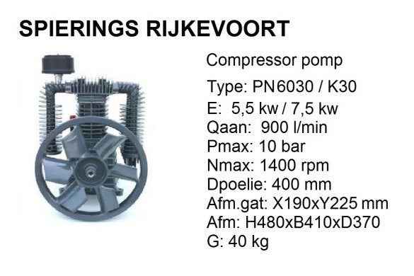 Compressor pomp blok Shamal  K30 Spierings Cremers, Niet ingevuld, Niet ingevuld, Nieuw, Ophalen of Verzenden