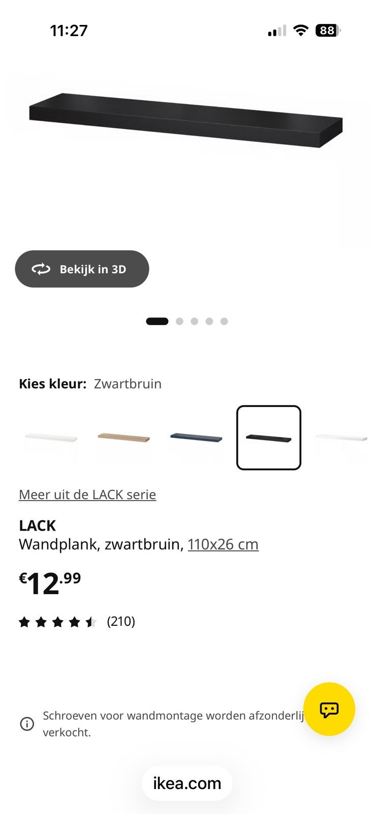 Ikeas Lack wandplanken, 2 stuks, zwart, Ophalen, Nieuw