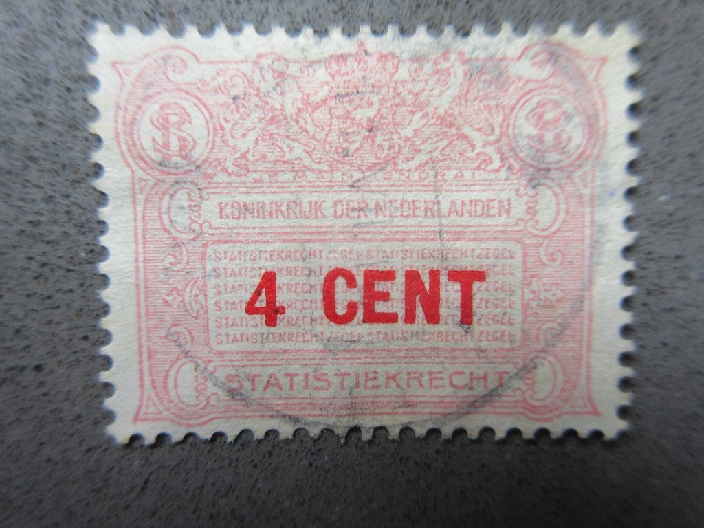 STATISTIEKRECHT BELASTINGZEGEL NEDERLAND 1917,  4 CENT, Postzegels en Munten, Verzenden, T/m 1940, Gestempeld