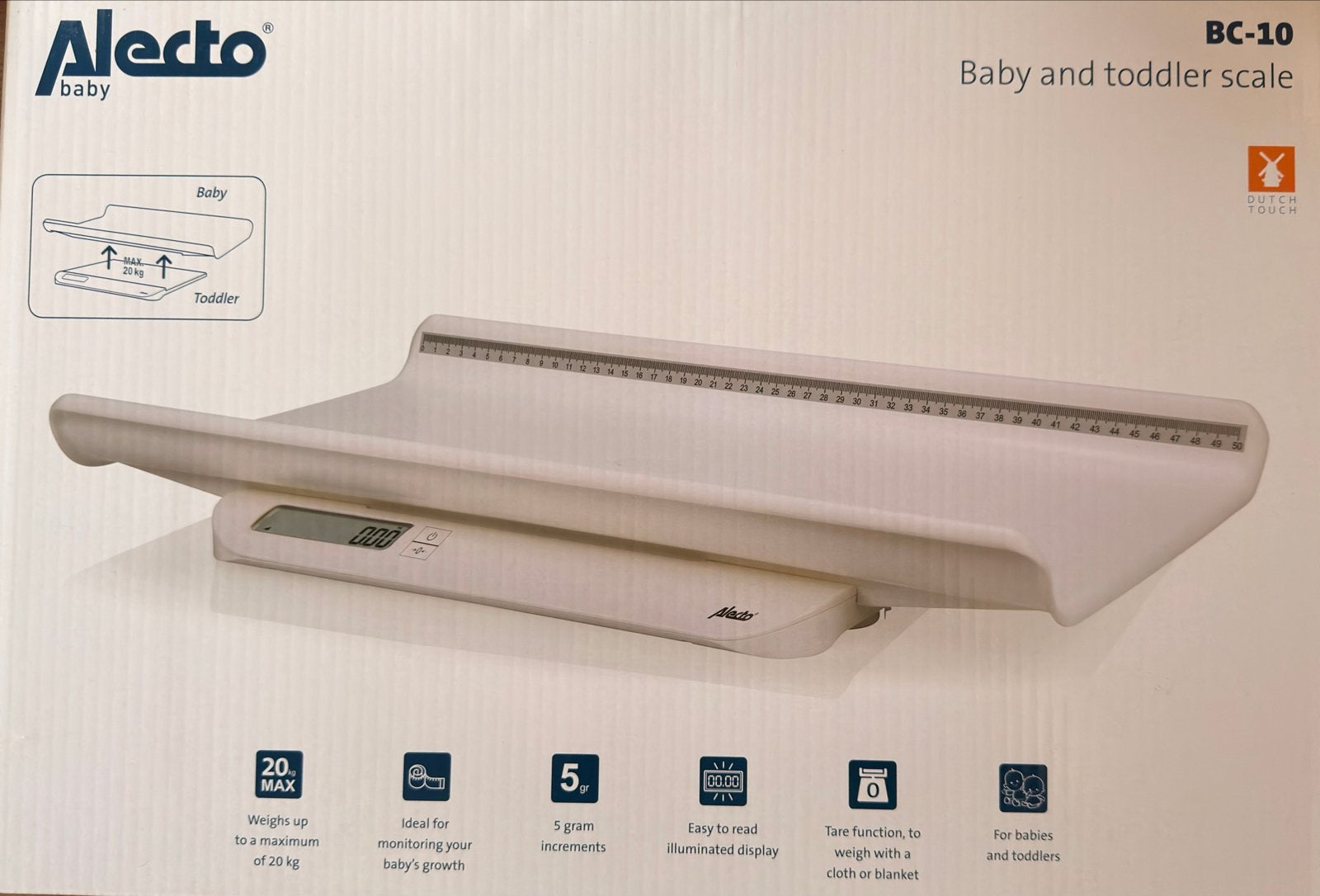 Alecto BC-10 Baby- en Peuterweegschaal, Ophalen, Overige typen, 10 tot 50 kg, Fijner dan 1 gram