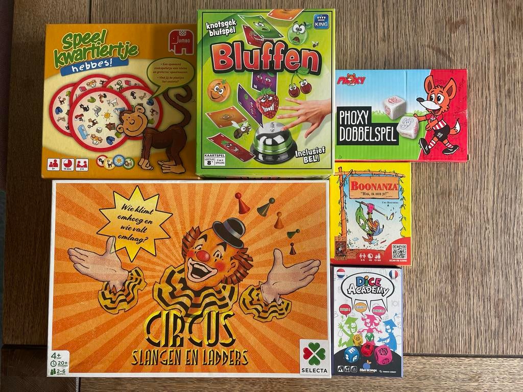 Pakket gezelschapsspellen in zeer goede staat!, Vijf spelers of meer, Ophalen of Verzenden, Zo goed als nieuw