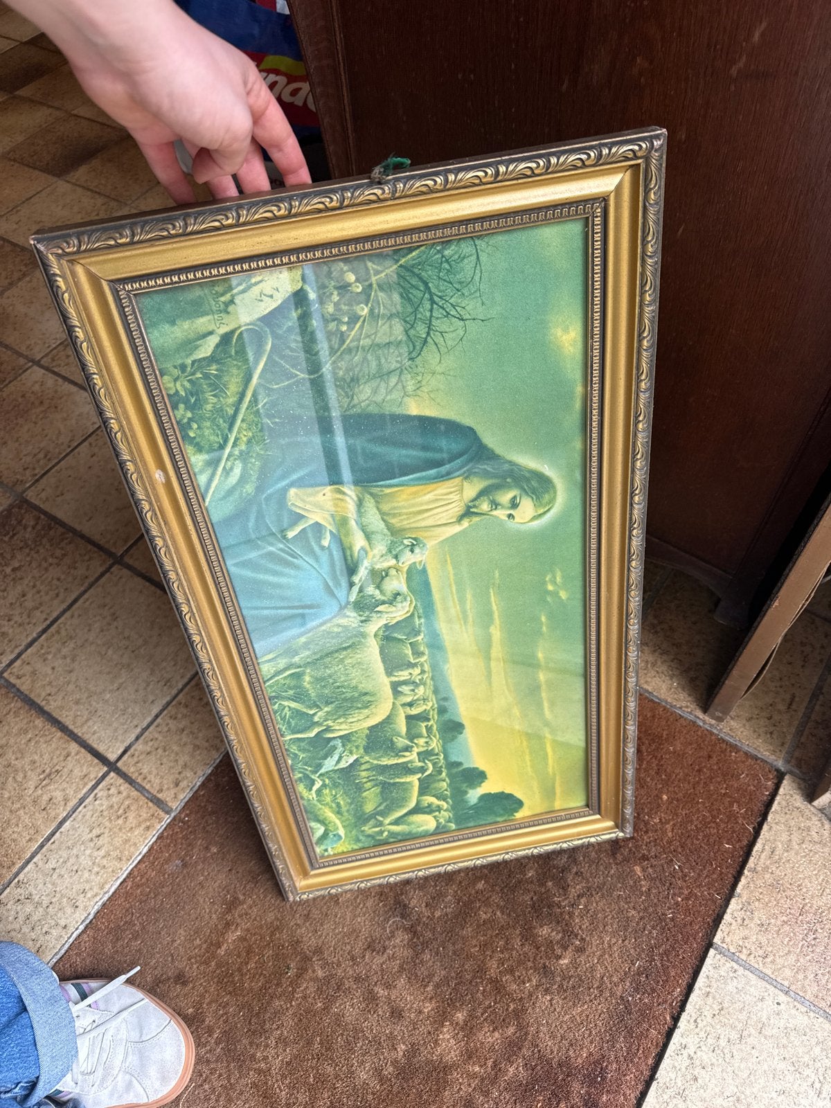 2x Mooie Lijst met Religieuze Afbeelding, Ophalen, 50 – 75, Gebruikt, Print