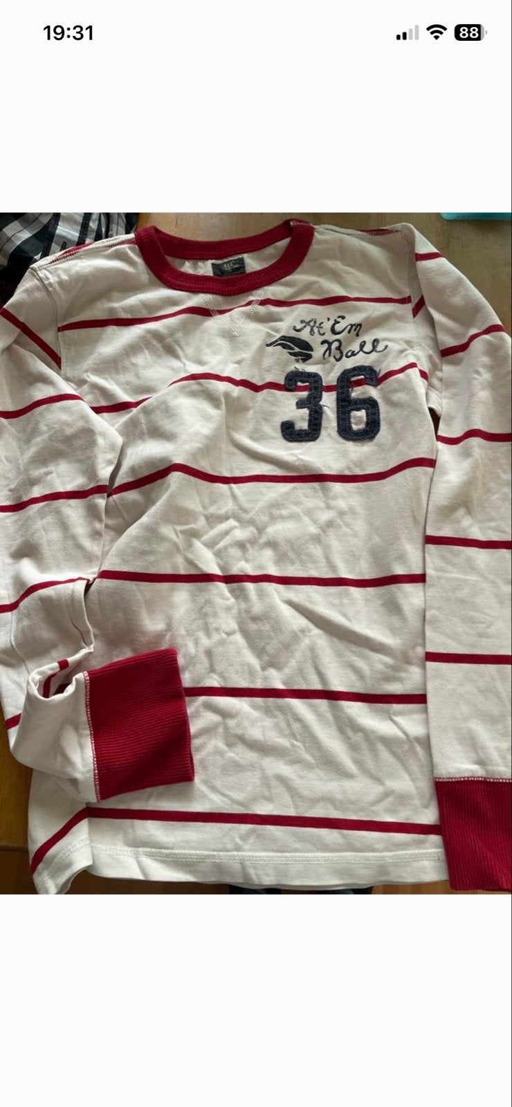 Vintage gestreept shirt met lange mouwen, Ophalen of Verzenden, Gedragen, Overige maten, Wit