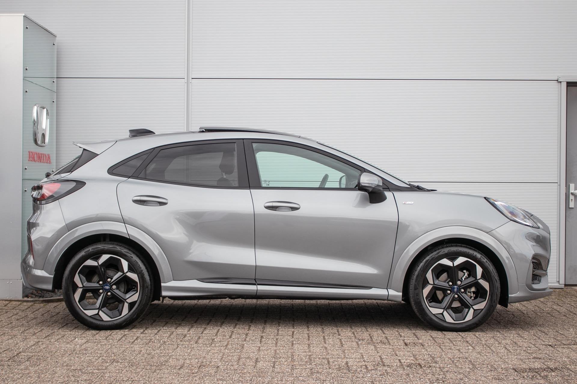 Ford Puma 1.0 EcoBoost Hybrid ST-Line X | B&O | Schuif/pano, Zwart, 1226 kg, Leder en Stof, Bedrijf