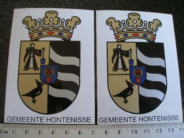 2x sticker stad plaats gemeente logo embleem hontenisse, Verzenden, Zo goed als nieuw, Overige typen