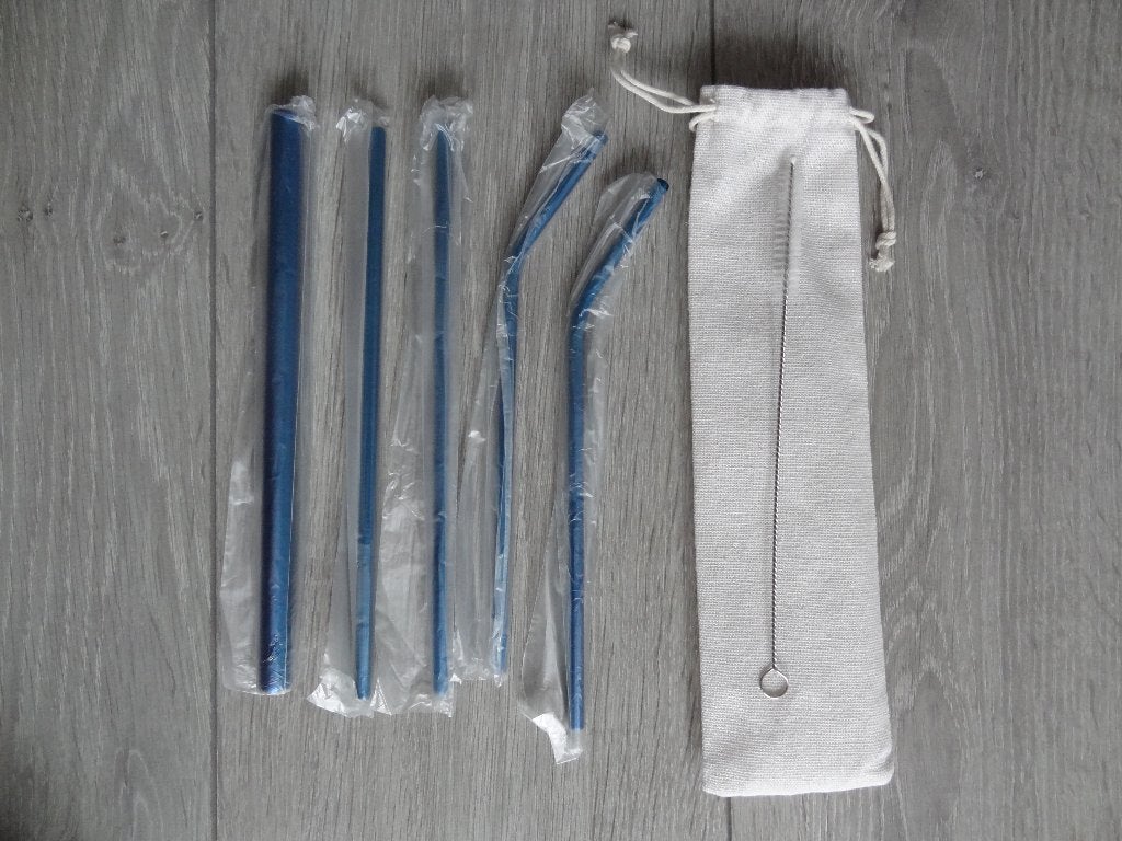 NIEUW! Set Van 5 RVS Rietjes Blauw >Snelle Verzending!<, Bestekset, Overige typen, Nieuw, Ophalen of Verzenden