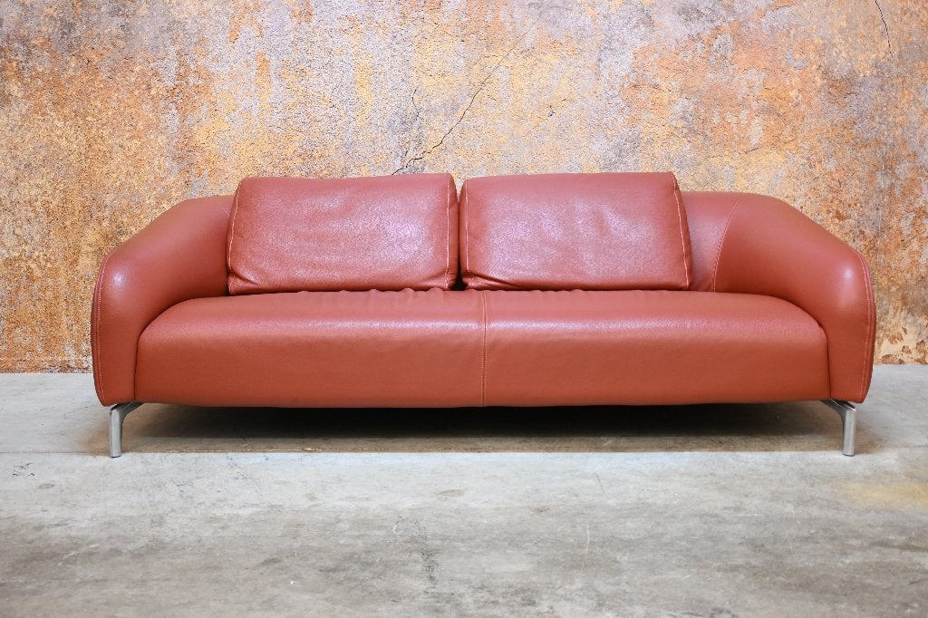ZGANieuw! fraaie leren Leolux Elias design bank, Leolux, Leolux, Driepersoons, 75 tot 100 cm