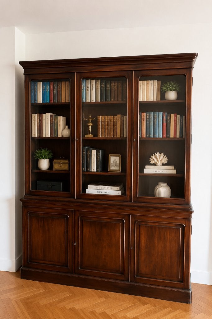 Engelse vitrinekast bibliotheekkast Georgian Victoriaans, Huis en Inrichting, Ophalen, Met lade(s), 50 tot 100 cm, Zo goed als nieuw