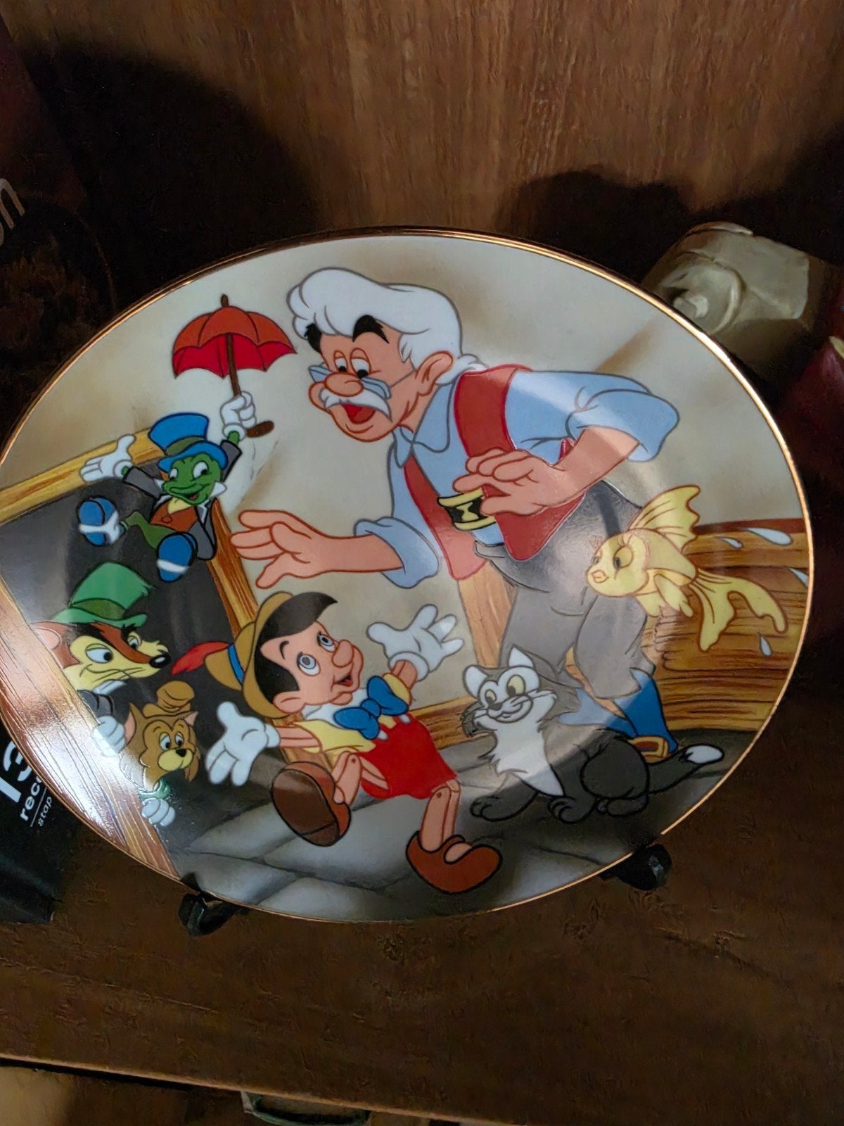 Mooi Disney bord met Pinokkio, Ophalen, Overige figuren, Zo goed als nieuw, Beeldje of Figuurtje