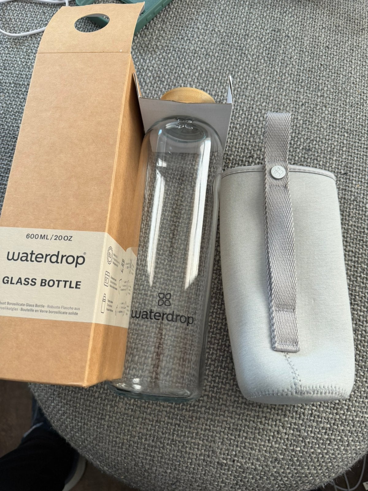 Waterdrop fles glas 600 ml, Ophalen, Nieuw