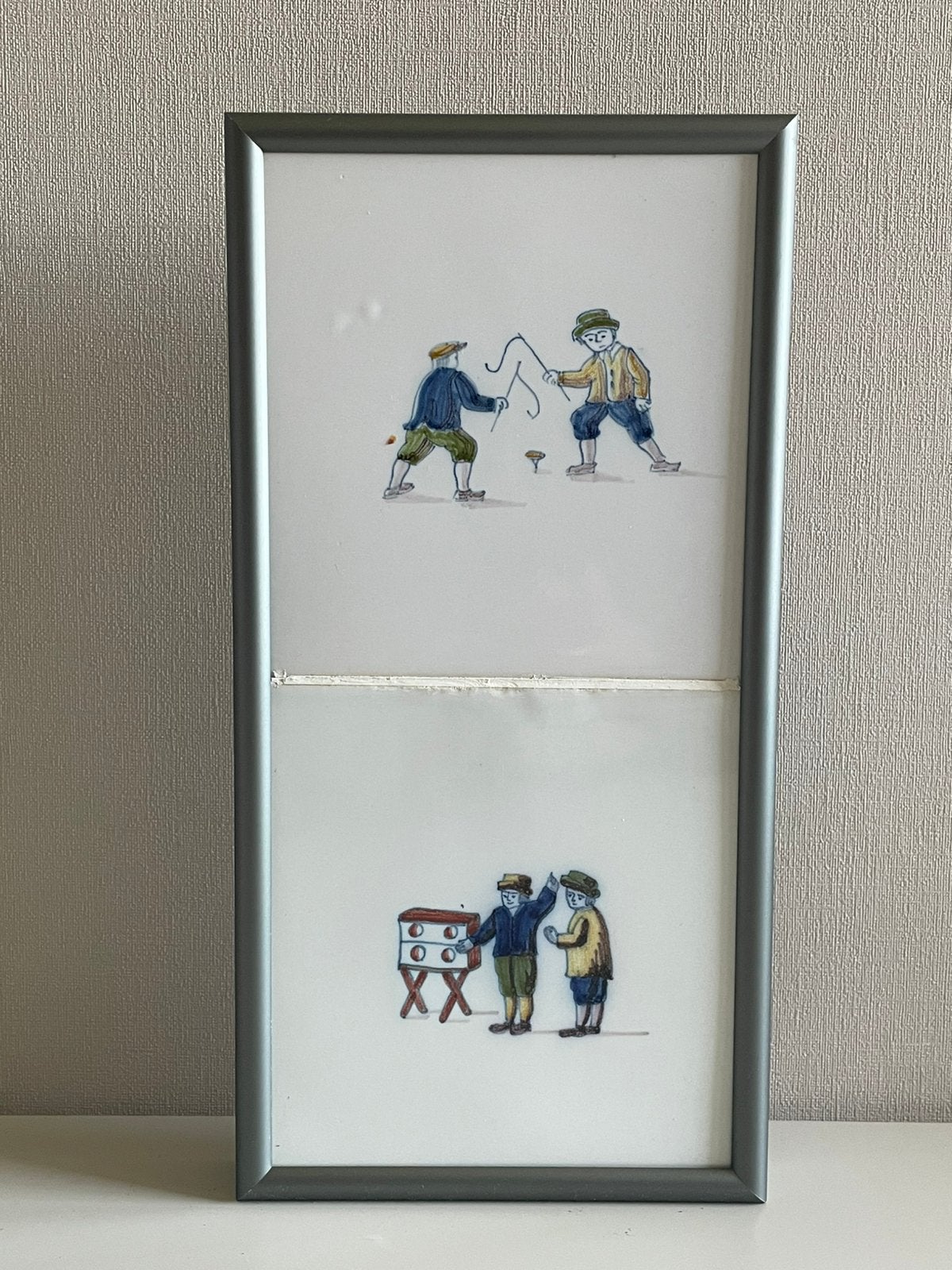 Ingelijst Makkum Tegeltableau Kinderspelen • Nielsen Frame, Ophalen of Verzenden