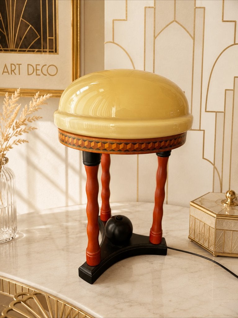 vintage Tafellamp Art Deco stijl van Temde Leuchten ca 1970, Antiek en Kunst, Verzenden