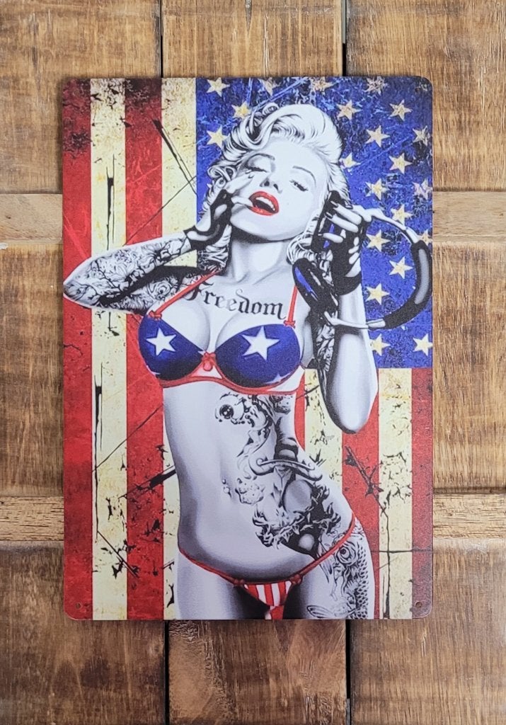 Marilyn Monroe USA Tattoo reclamebord van metaal wanddeco, Info@deconoord.nl, Deco Noord, Nieuw, Ophalen of Verzenden