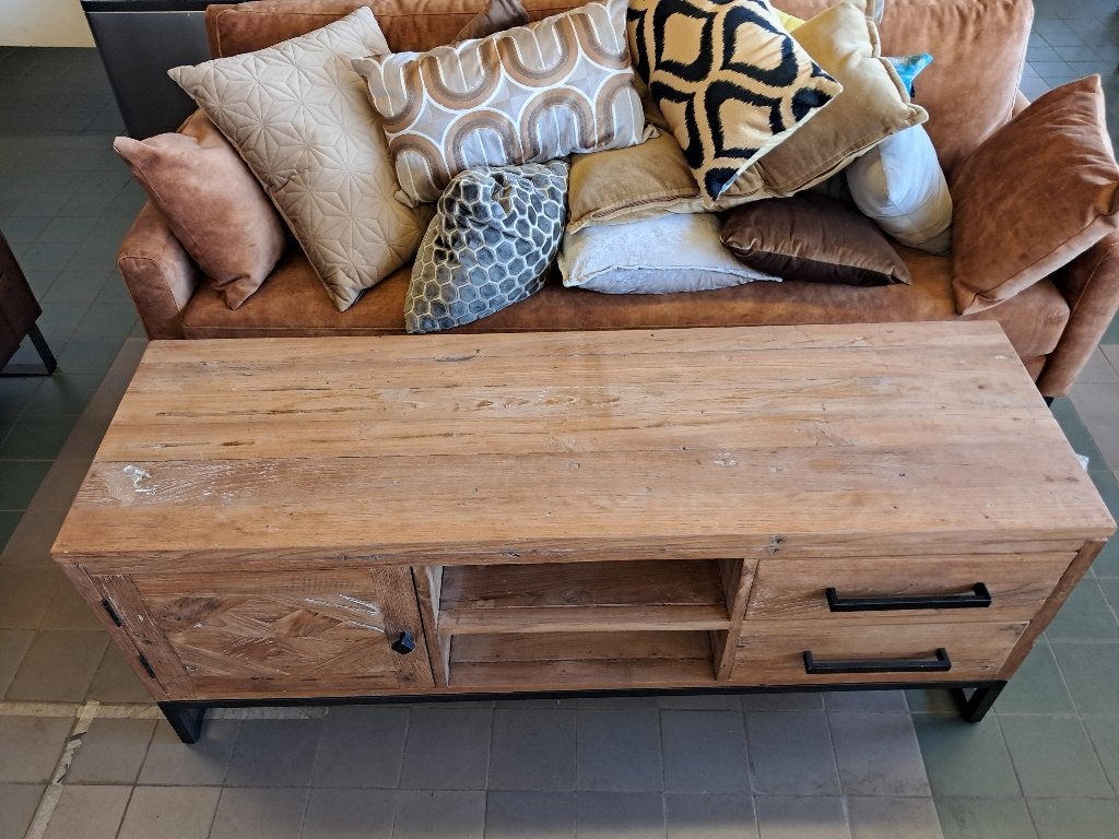 Industrieel TV Meubel Hout Staal Dressoir Kast  CS27372, Ophalen, Gebruikt, 100 tot 150 cm, Minder dan 100 cm