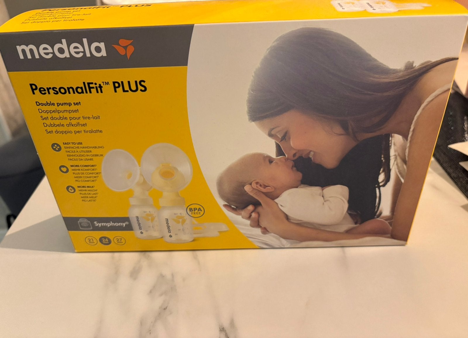 Medela Symphony afkolfset dubbel – maat M, Ophalen of Verzenden, Zo goed als nieuw, Borstkolf, Medela