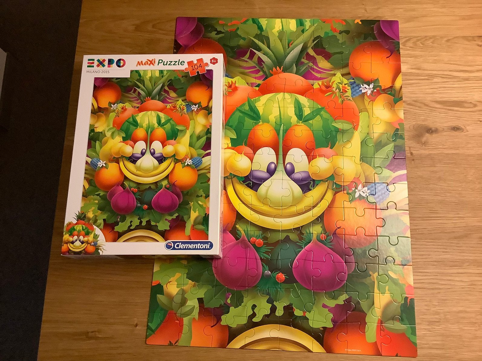 Bijna gratis Fruit Fun Puzzel 104 st. Milaan EXPO voeding, Ophalen of Verzenden, Minder dan 500 stukjes, Zo goed als nieuw, Legpuzzel