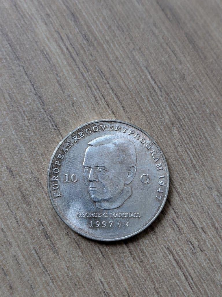 Herdenkingsmunt 10 gulden Marshallplan, Ophalen, Koningin Beatrix, Zilver, Losse munt