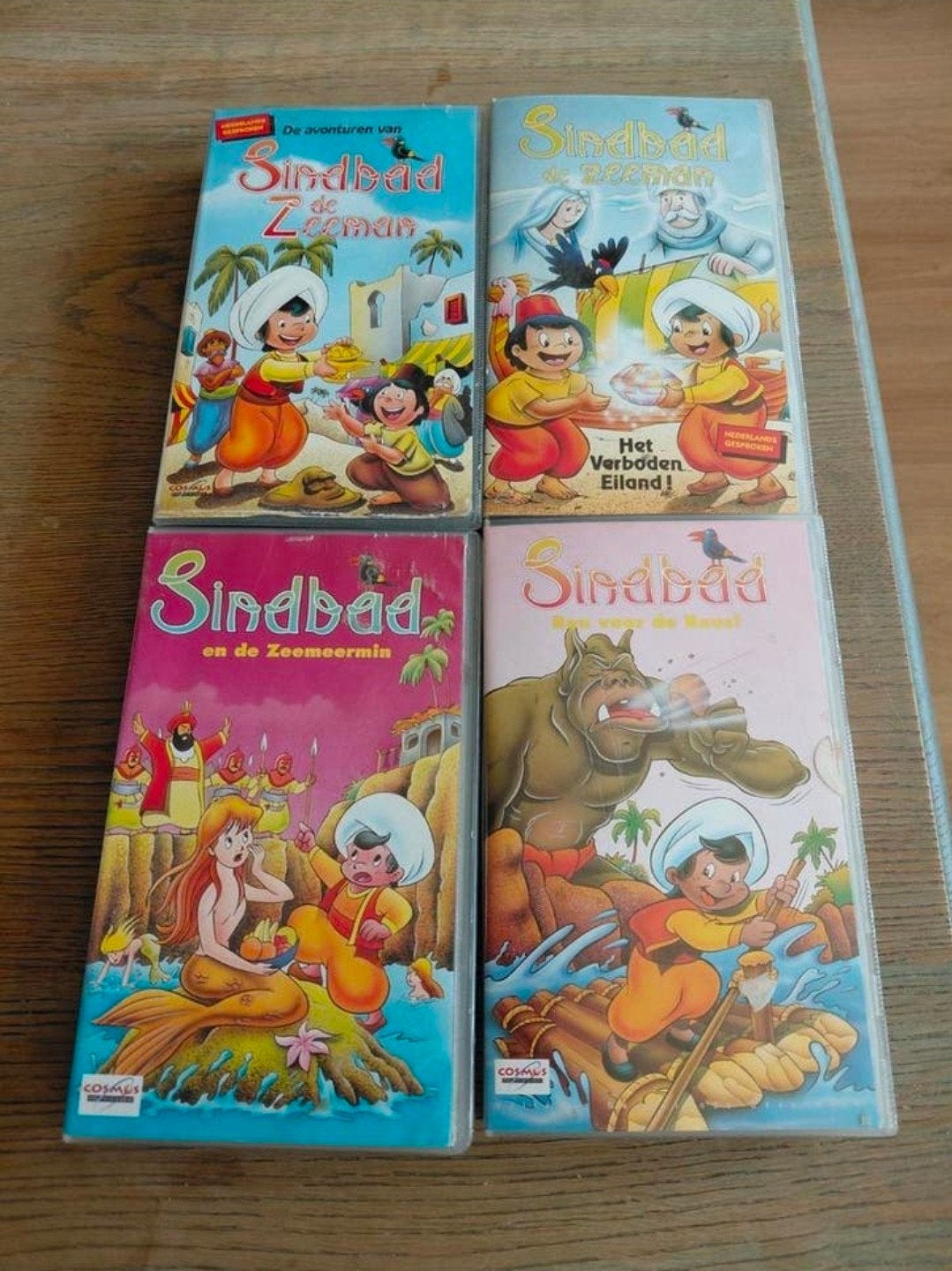 Sinbad de Zeeman van tv. Deel 1,2,4,6 op videoband., Gebruikt, Tekenfilm, Alle leeftijden, Ophalen of Verzenden
