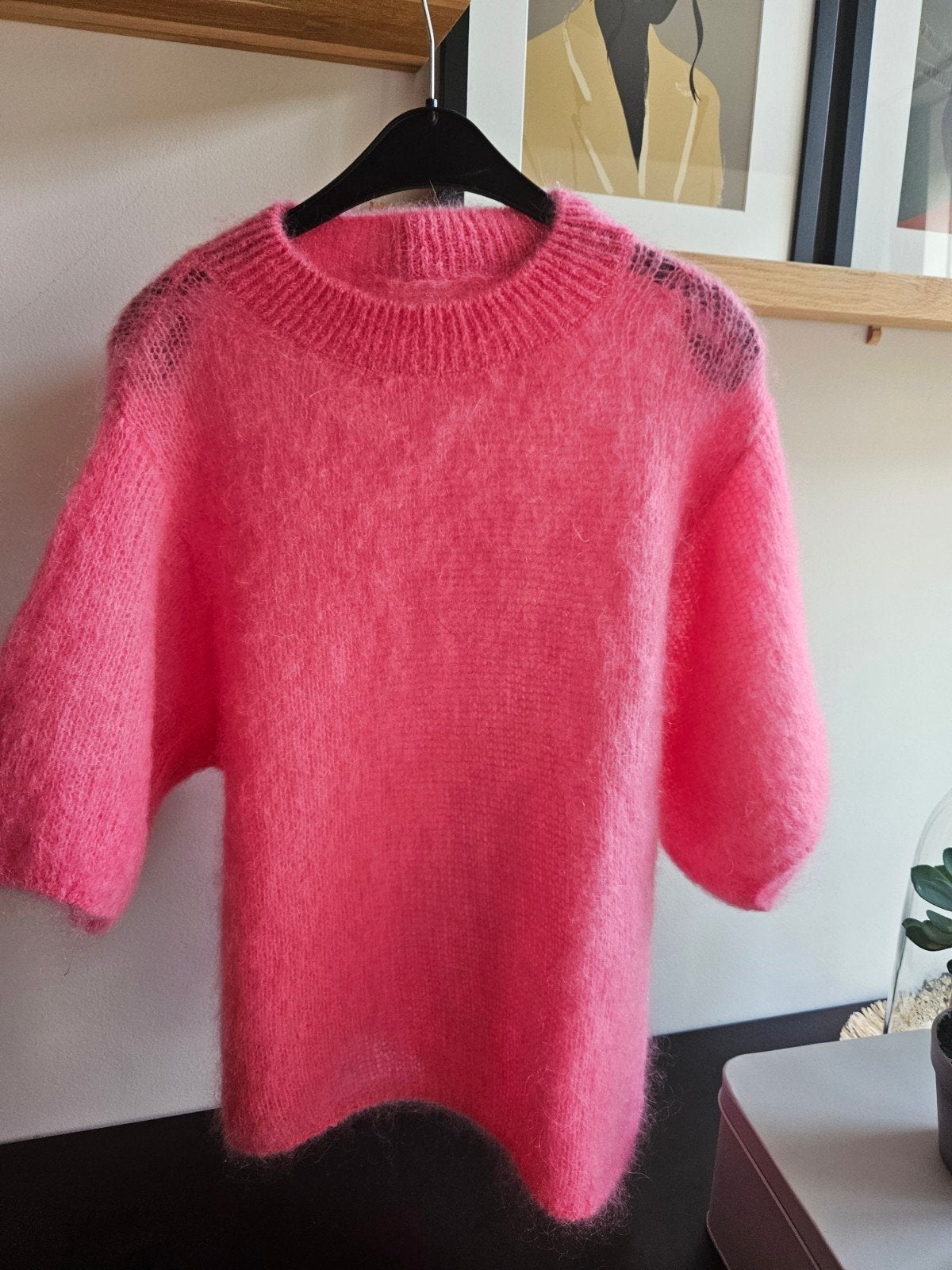 Mooie roze mohair trui met korte mouwen, Ophalen of Verzenden