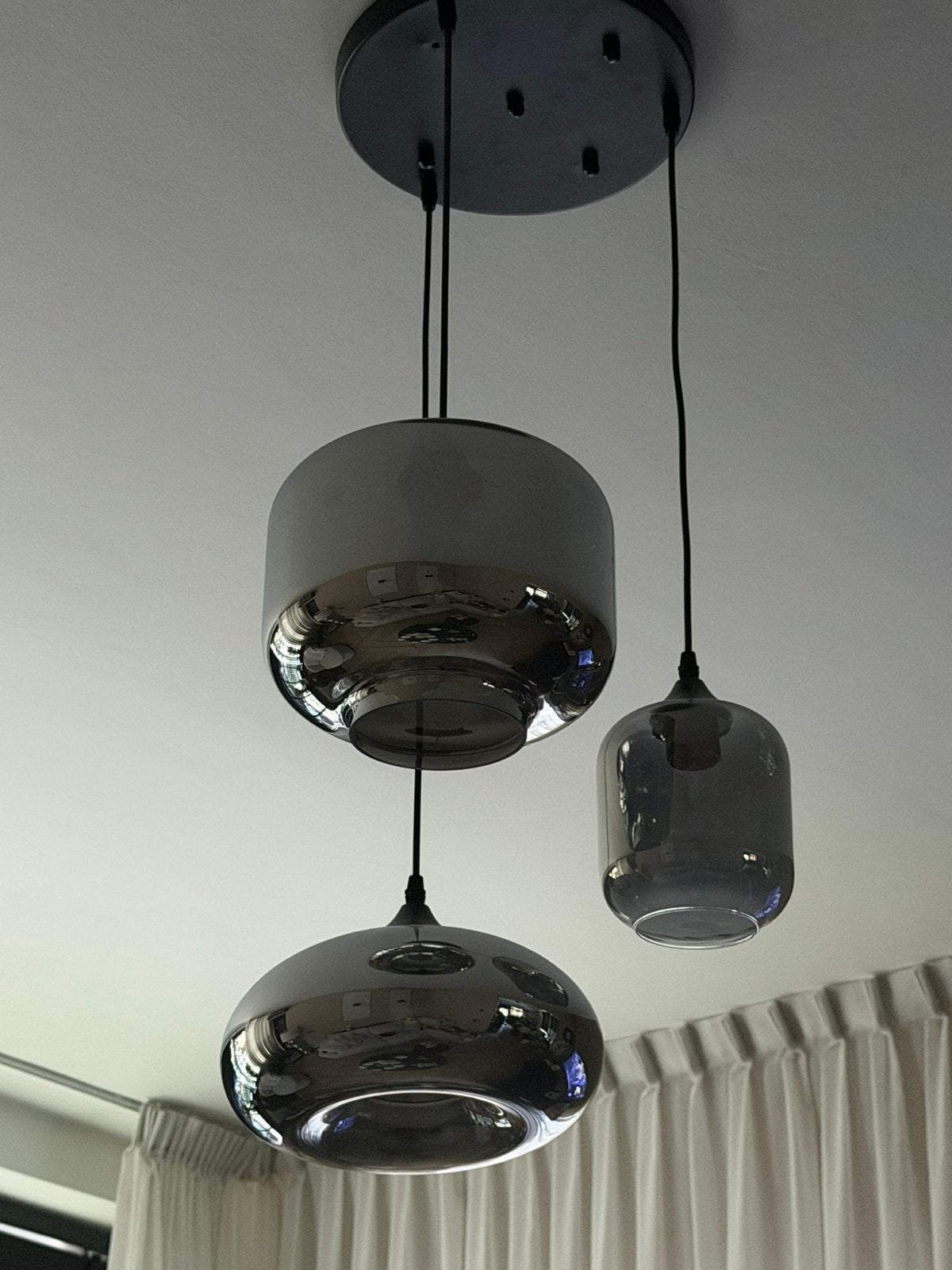 Smoke glass hanglampen, Ophalen, Zo goed als nieuw, Glas