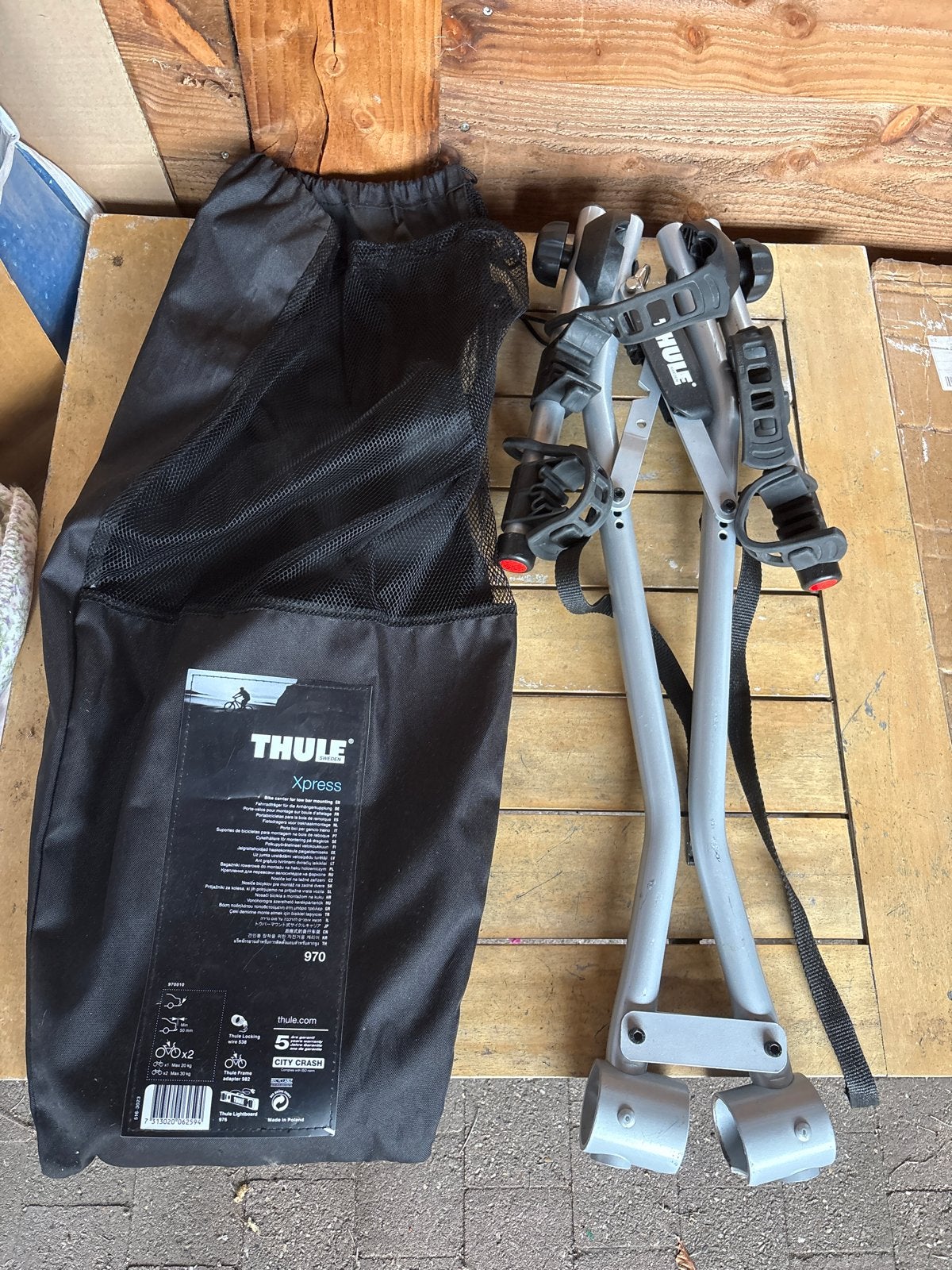 Thule Xpress 970 fietsendrager voor 2 fietsen, Ophalen, 2 fietsen, Gebruikt, Trekhaakdrager