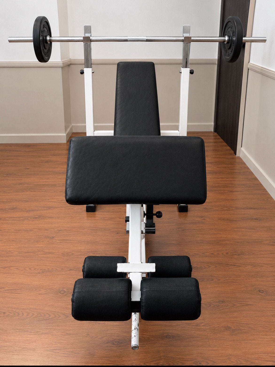 Multifunctionele halterbank + halterstang – biceps & benen, Ophalen, Zo goed als nieuw, Borst, Fitnessbank
