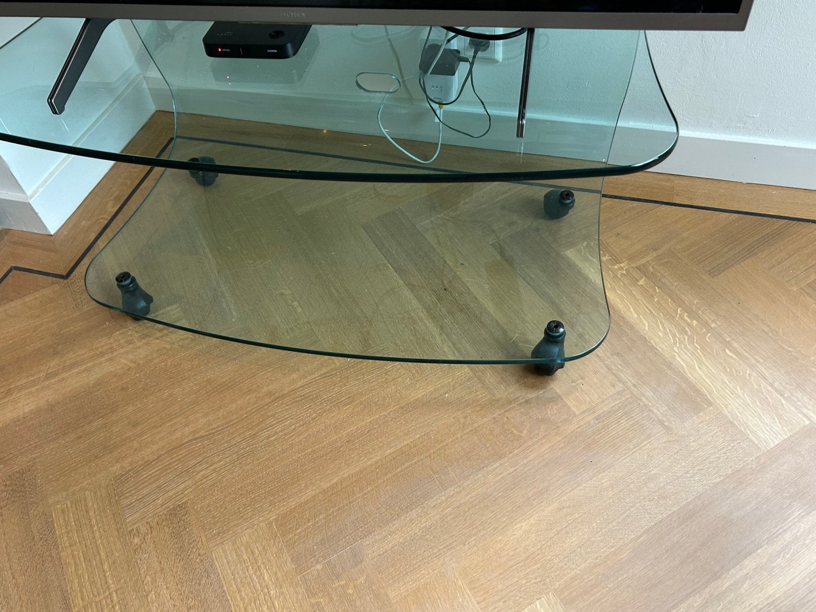 Design TV meubel gebogen glas, Ophalen, Minder dan 100 cm, 25 tot 50 cm, Glas
