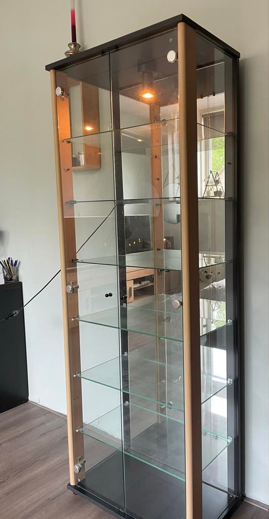 Vitrinekast met Glazen Planken en Verlichting, Ophalen, Gebruikt, 50 tot 100 cm, Glas