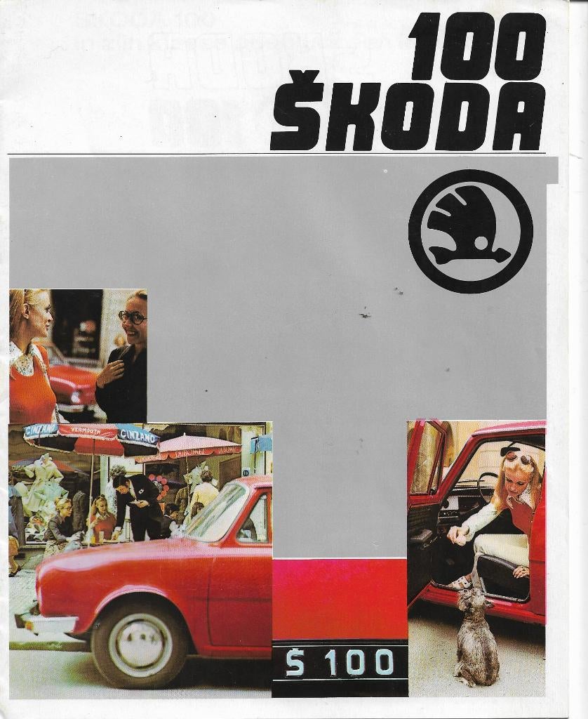 Brpochure SKODA 100, ca. 1971 (NL)., Englebert, Voorschoten., Ophalen of Verzenden, Zo goed als nieuw, Overige merken